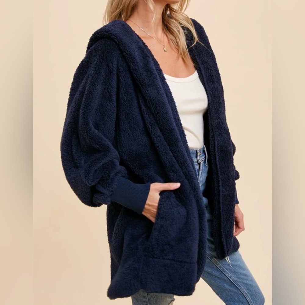 White Mark Plush Navy Jacket